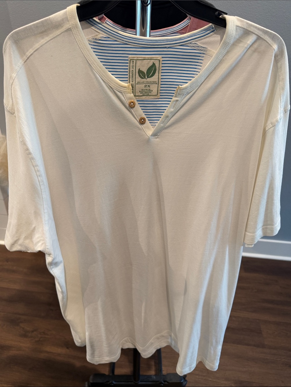 Alexander Julian Cream Short-Sleeve Henley Tee